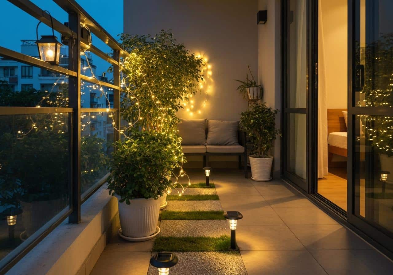 Các loại đèn ban công 5 2. Đèn Năng Lượng Mặt Trời và Dây LED