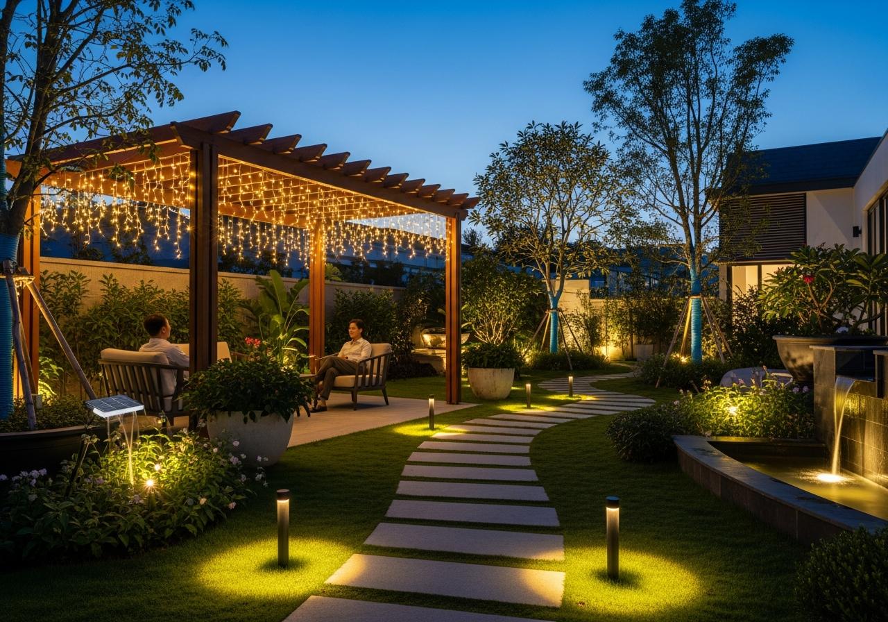 Các loại đèn led trang trí ngoài trời 5 2. Đèn LED năng lượng mặt trời