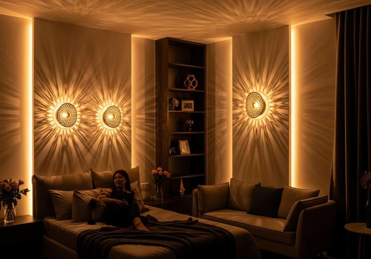 Các loại đèn ngủ đẹp 5 2. Đèn treo tường và đèn LED dây