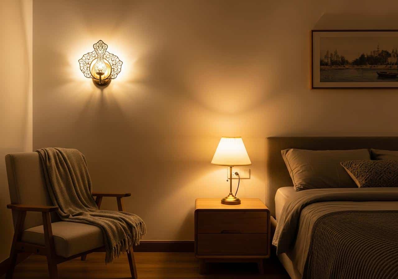 Các loại đèn trang trí phòng ngủ 5 2. Đèn Tường và Bàn