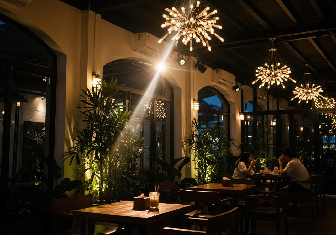 Các loại đèn trang trí quán cafe 7 3. Đèn Rọi và Đặc Biệt