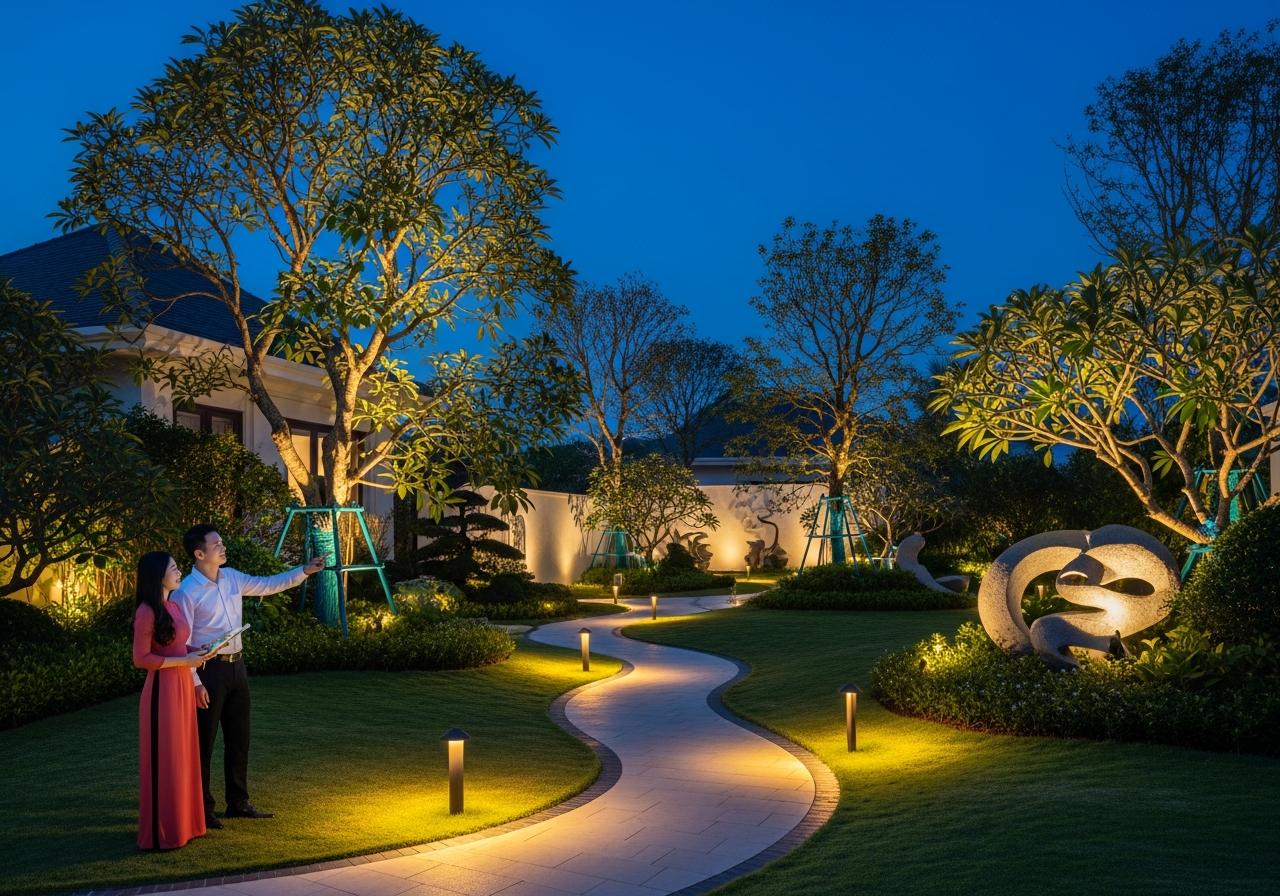 Cách chọn đèn chiếu cây sân vườn biệt thự, cảnh quan resort 3 2. Ưu điểm của từng loại đèn