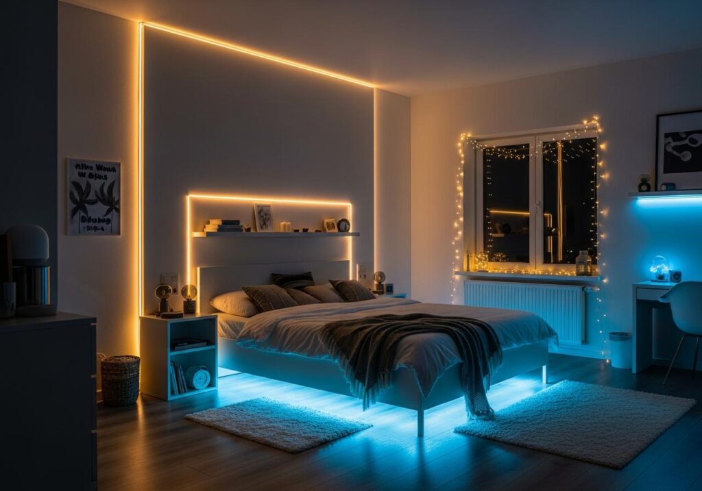 Decor phòng ngủ bằng đèn led 1 Decor phòng ngủ bằng đèn led