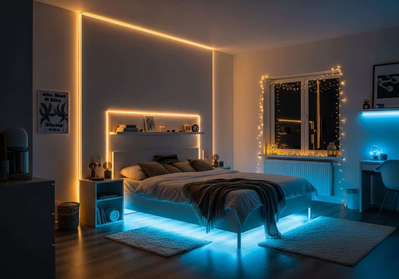 Decor phòng ngủ bằng đèn led 2 Decor phòng ngủ bằng đèn led