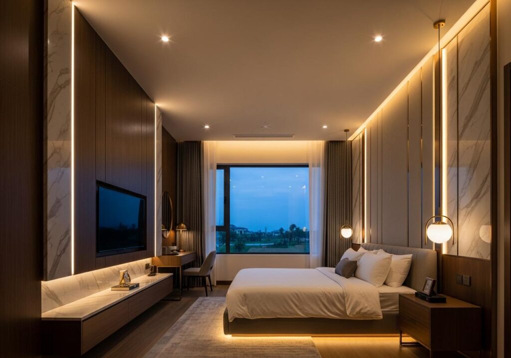 Giải pháp chiếu sáng phòng ngủ cho biệt thự hiện đại