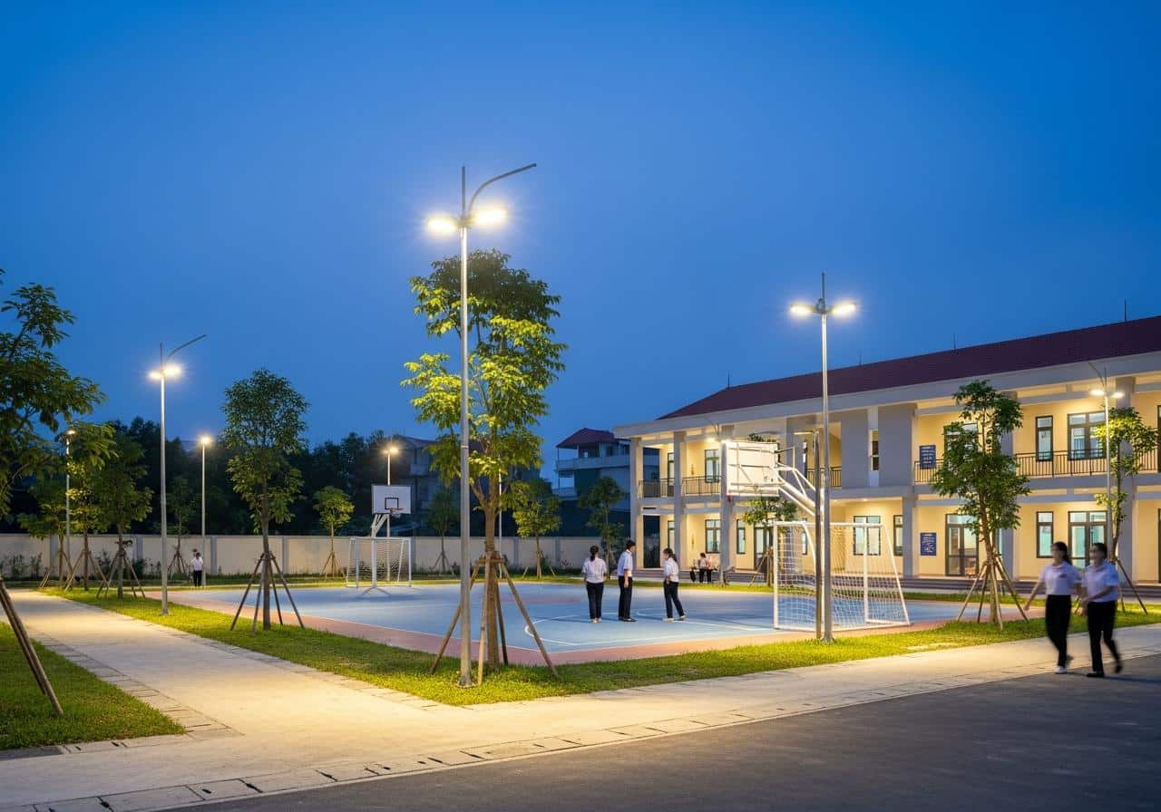 Thiết kế hệ thống chiếu sáng sân trường 3 Giải pháp chiếu sáng sân trường tiết kiệm chi phí
