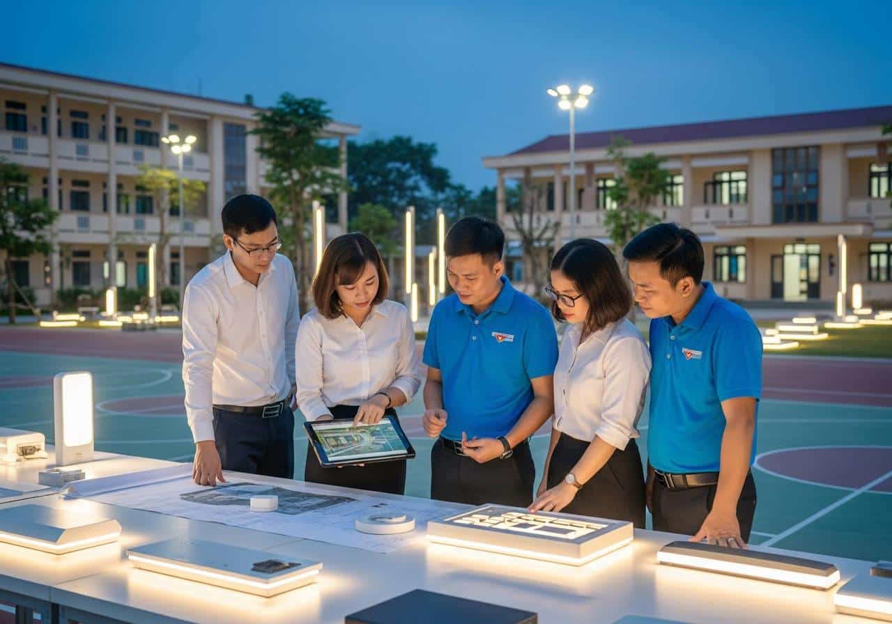 Thiết kế hệ thống chiếu sáng sân trường 8 Bảng tiêu chuẩn chiếu sáng và chi phí