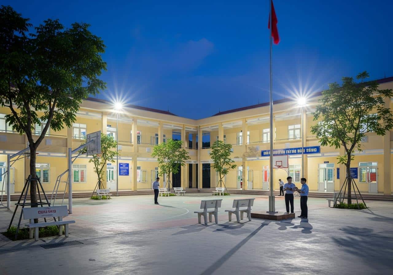 Thiết kế hệ thống chiếu sáng sân trường 2 Thiết kế hệ thống chiếu sáng sân trường tiết kiệm chi phí